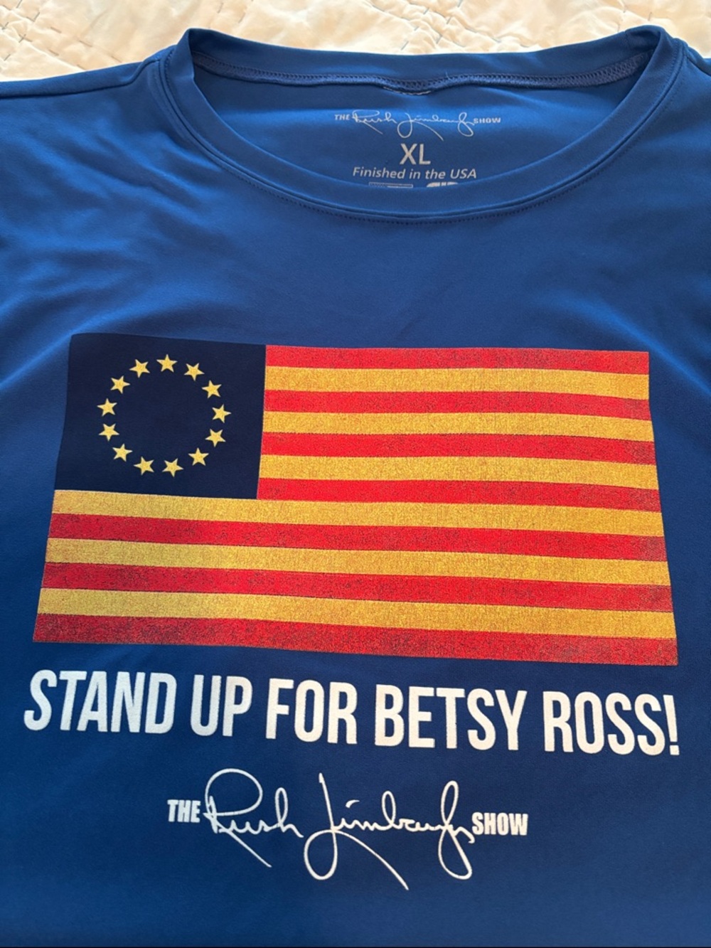 Stand Up For Betsy Ross! Rush Limbaugh Graphic Tee - blue * men’s XL